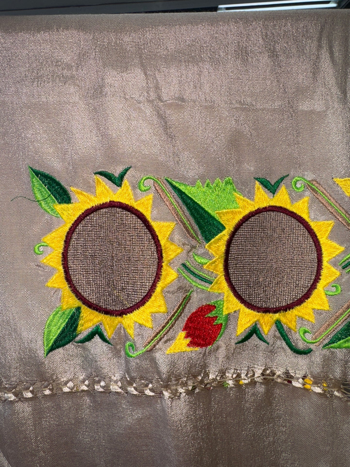 Mexican Fiesta Rebozo Silk Shawl Sunflower