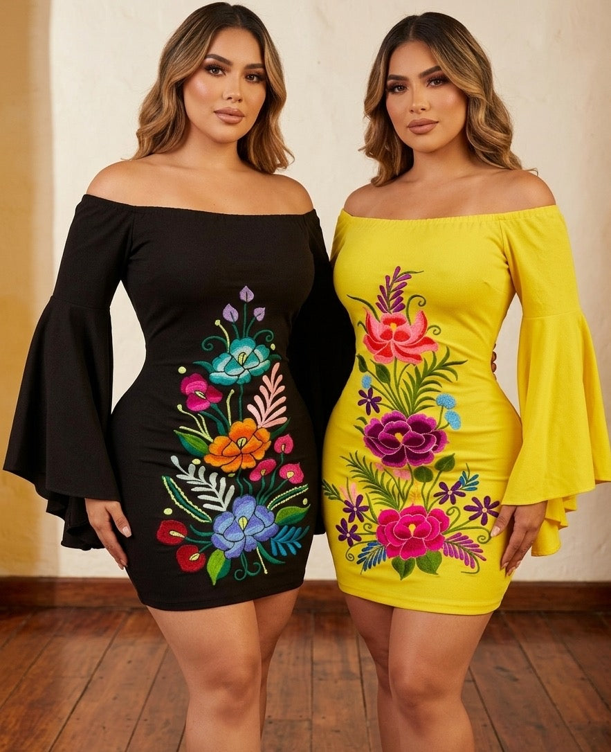 SANDRITA EMBROIDERED STRECH DRESS