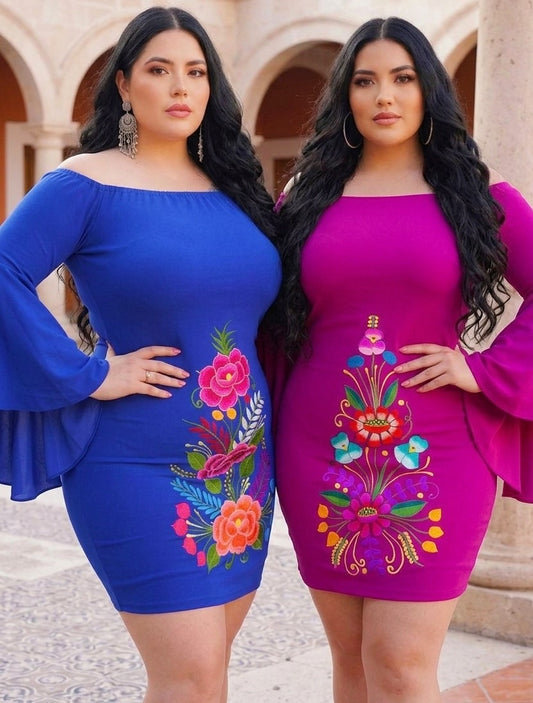 SANDRITA EMBROIDERED STRECH DRESS