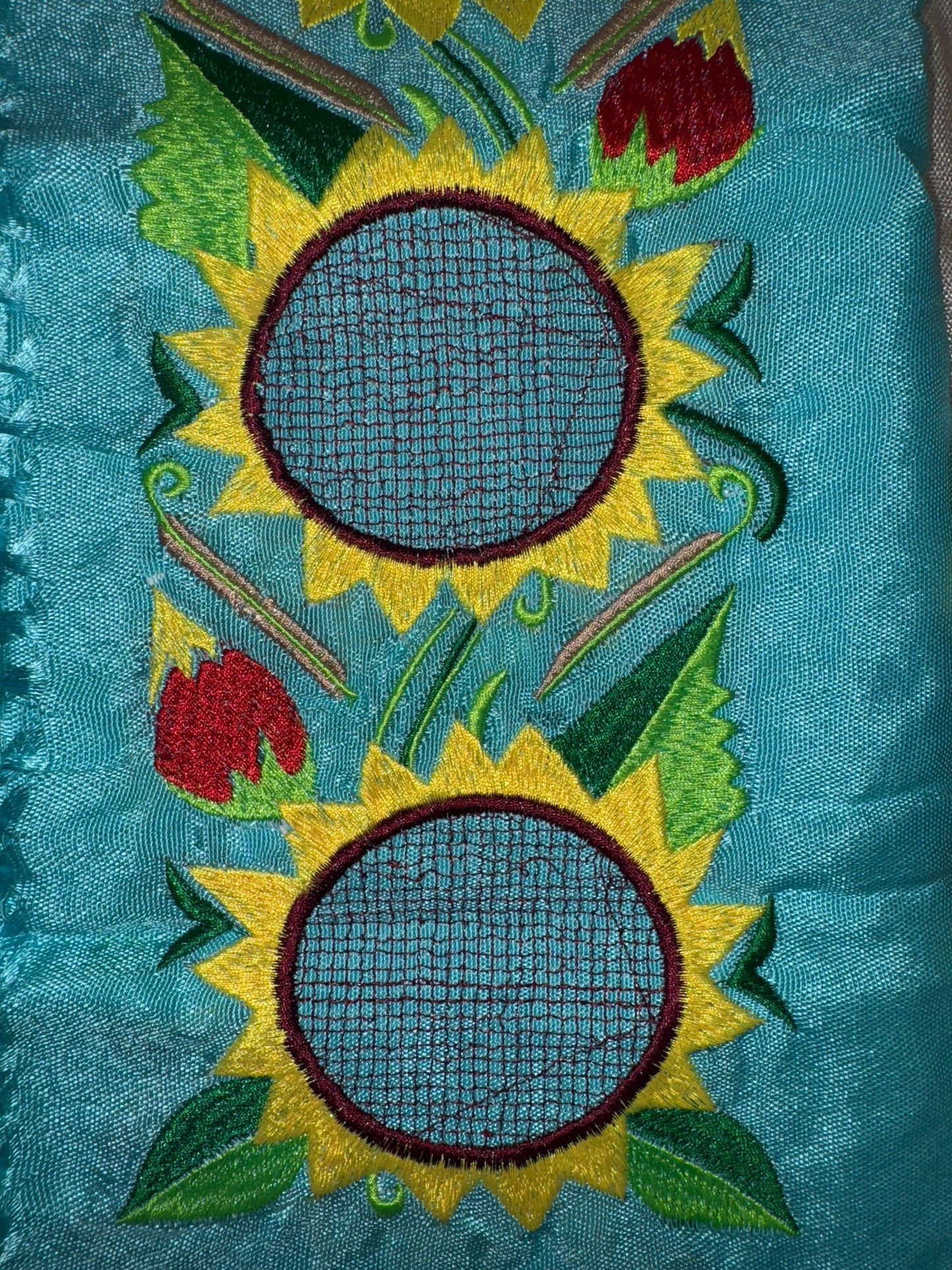 Mexican Fiesta Rebozo Silk Shawl Sunflower