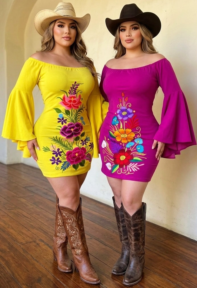 SANDRITA EMBROIDERED STRECH DRESS