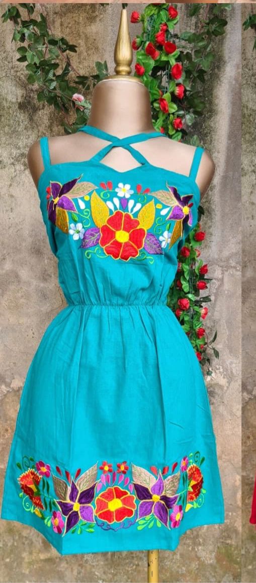 Lolita sleeveless Mexican-inspired embroidered sundress