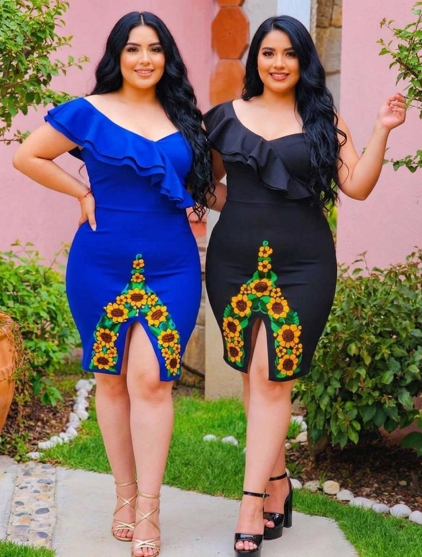 Anastacia Dress with Mexican-inspired floral embroidery